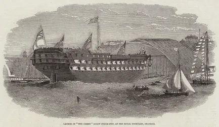 Uruchomienie parowca The Cressy Screw w Royal Dockyard w Chatham